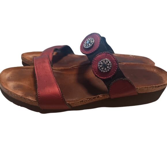 Naot Marissa slide sandals Made in Israel shimmer leather EU 39 US 8.5 - Picture 2 of 5